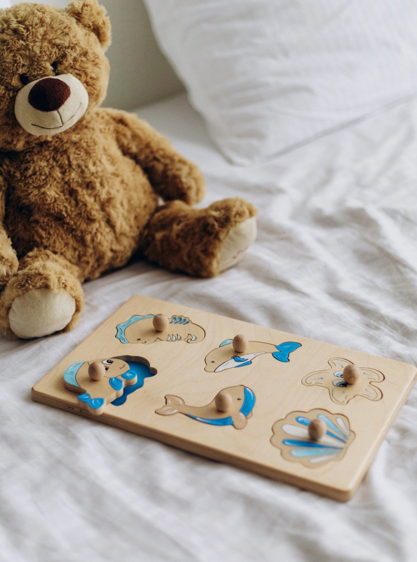 Puzzle en bois Montessori - Créatures marines