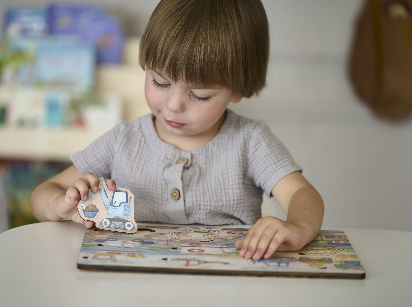 Puzzle de transport en bois