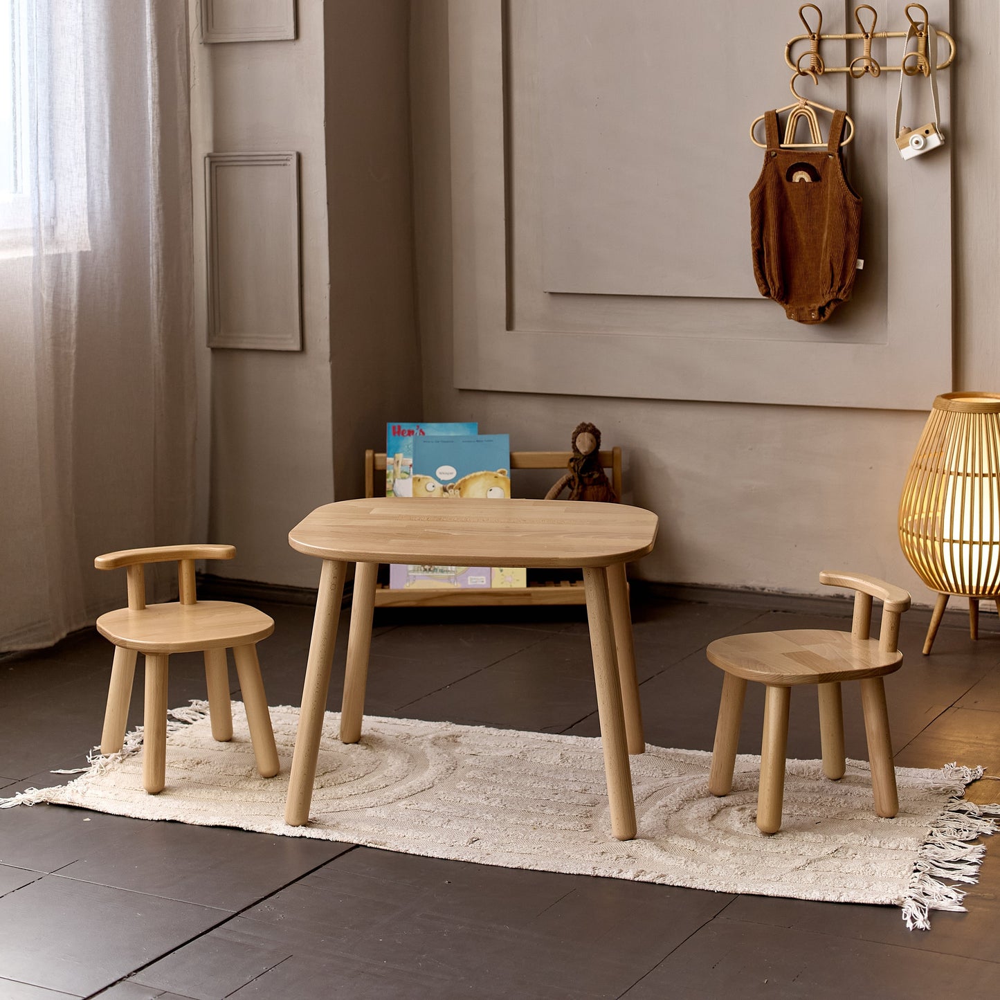 Ensemble table et chaises en bois pour enfants - Bois de hêtre