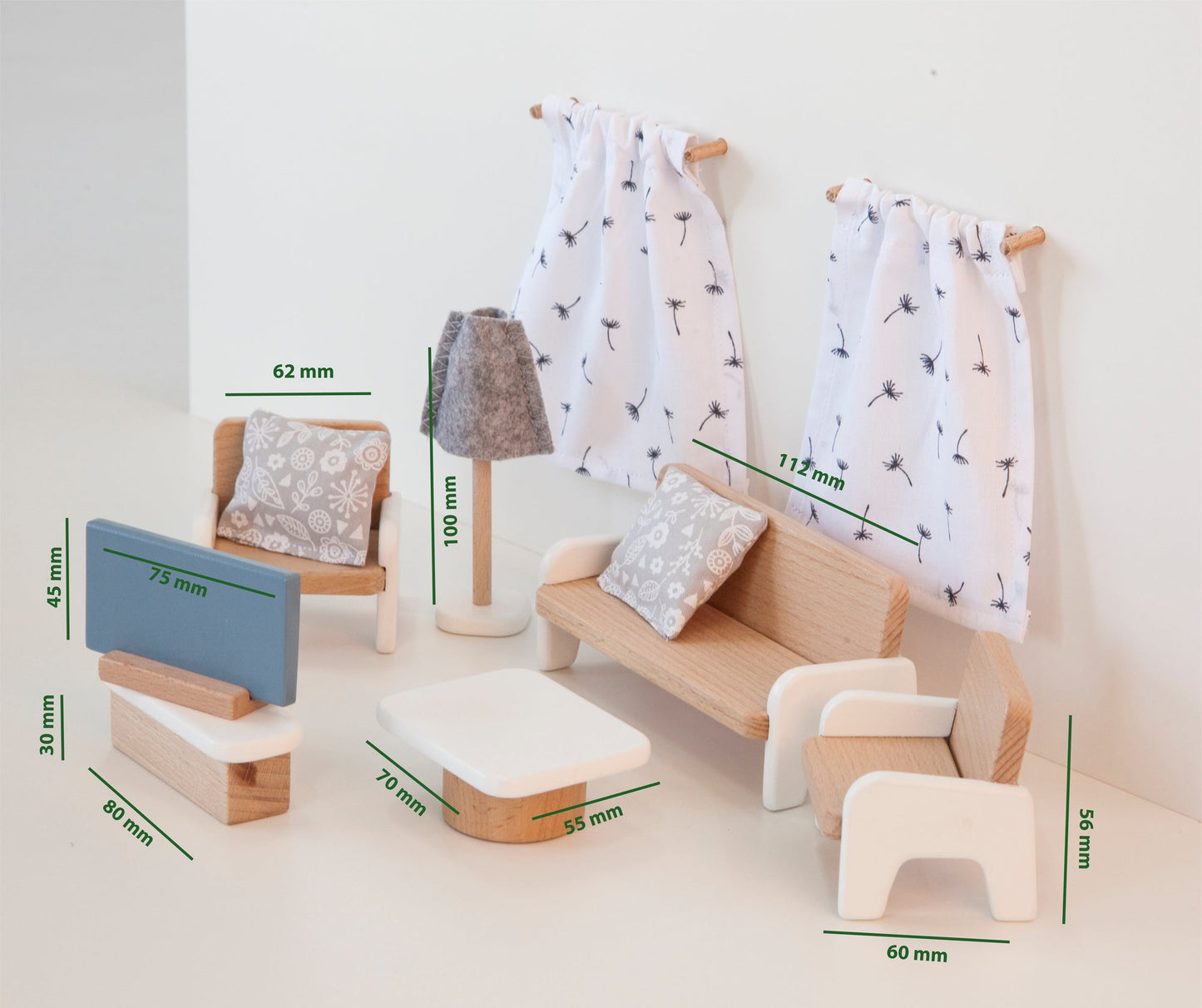 Ensemble de meubles de salon pour maison de poupée en bois