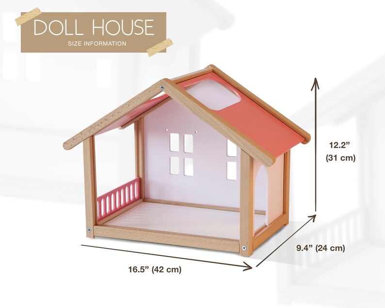 Petite maison de poupée en bois avec mobilier de chambre