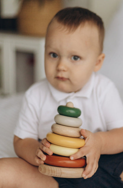 Jeu d'empilage en bois - Forêt d'automne