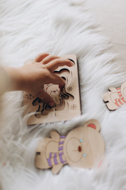 Puzzle multicouche Ours en bois