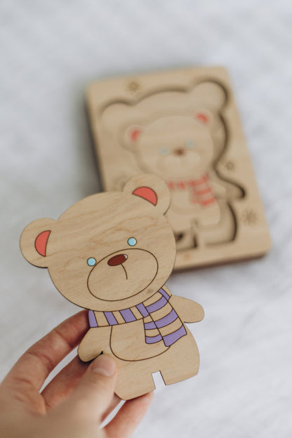 Puzzle multicouche Ours en bois
