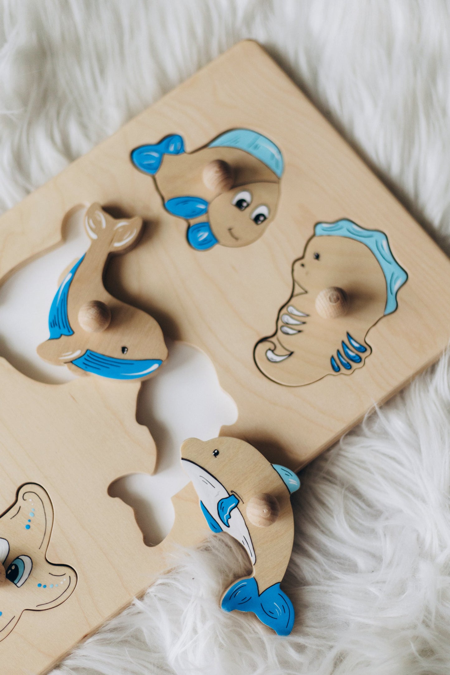 Puzzle en bois Montessori - Créatures marines