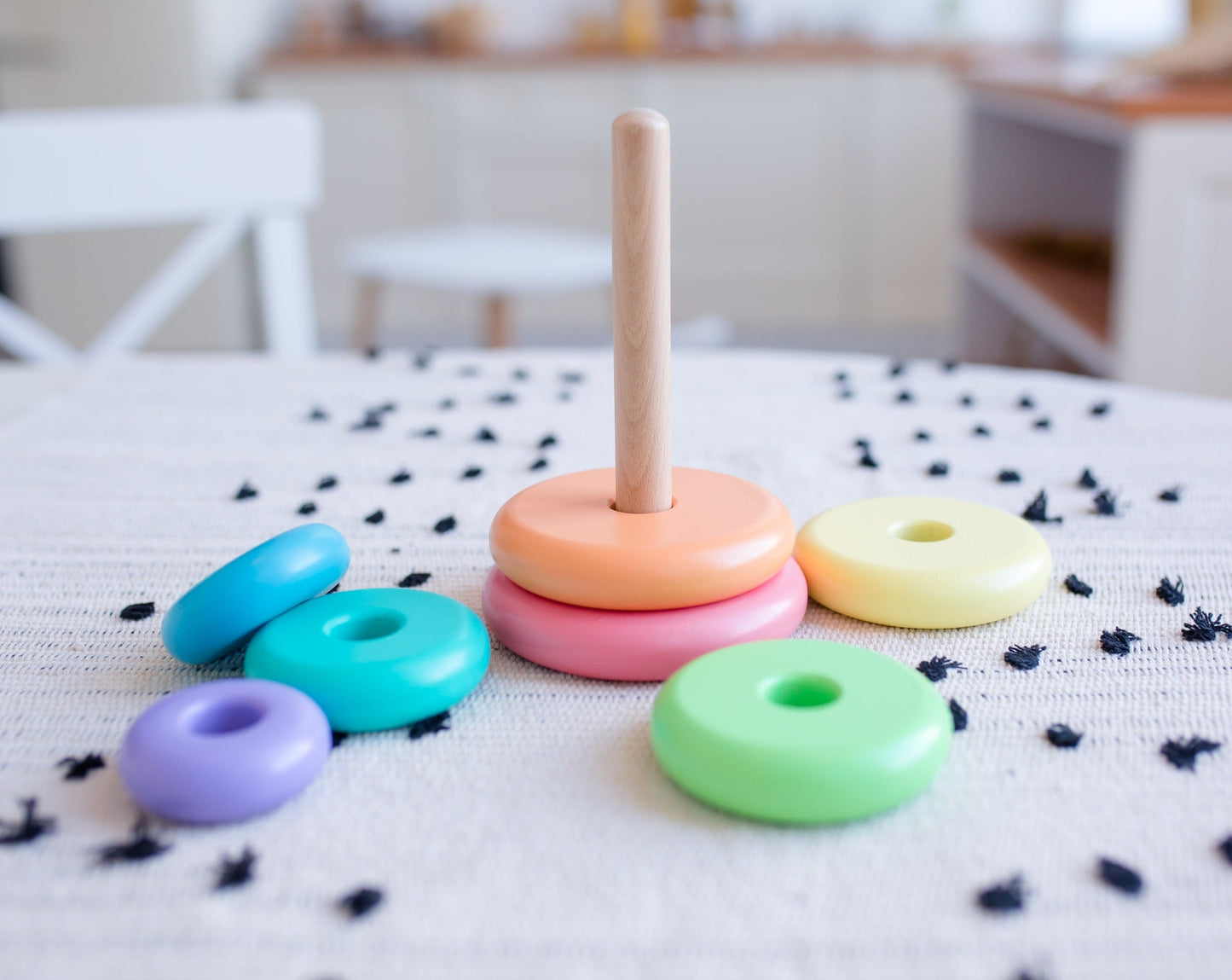 Jeu d'empilage en bois - Arc-en-ciel