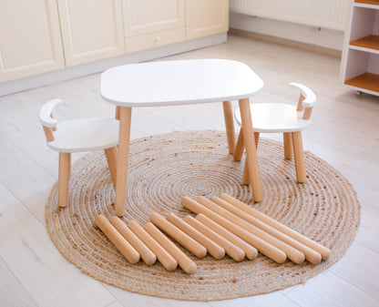 Ensemble table et chaises en bois pour enfants - Bois de hêtre