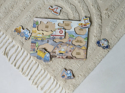 Puzzle de transport en bois