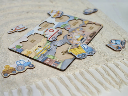 Puzzle de transport en bois