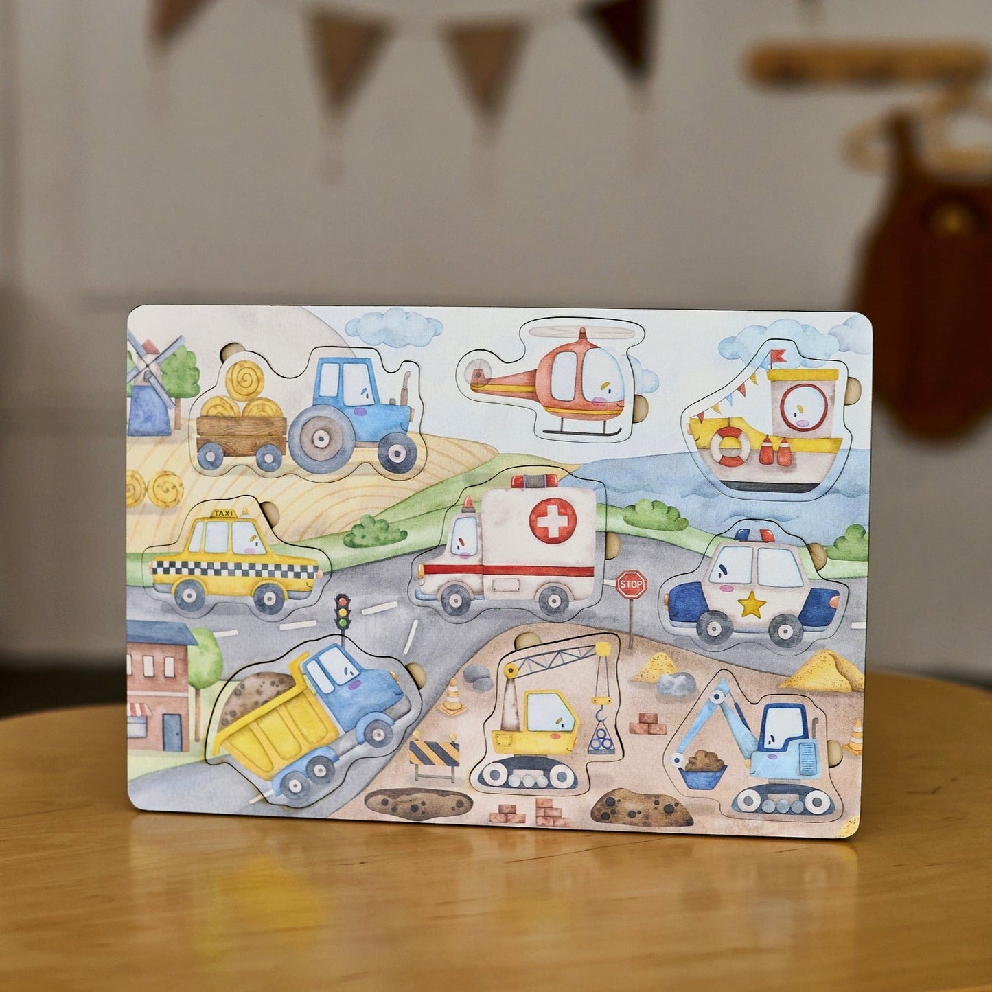 Puzzle de transport en bois