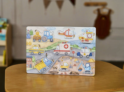 Ensemble de puzzles sur les transports et les dinosaures 