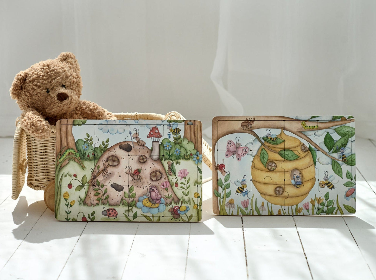 Ensemble de puzzles « Où vivent les abeilles » et « Où vivent les fourmis » 