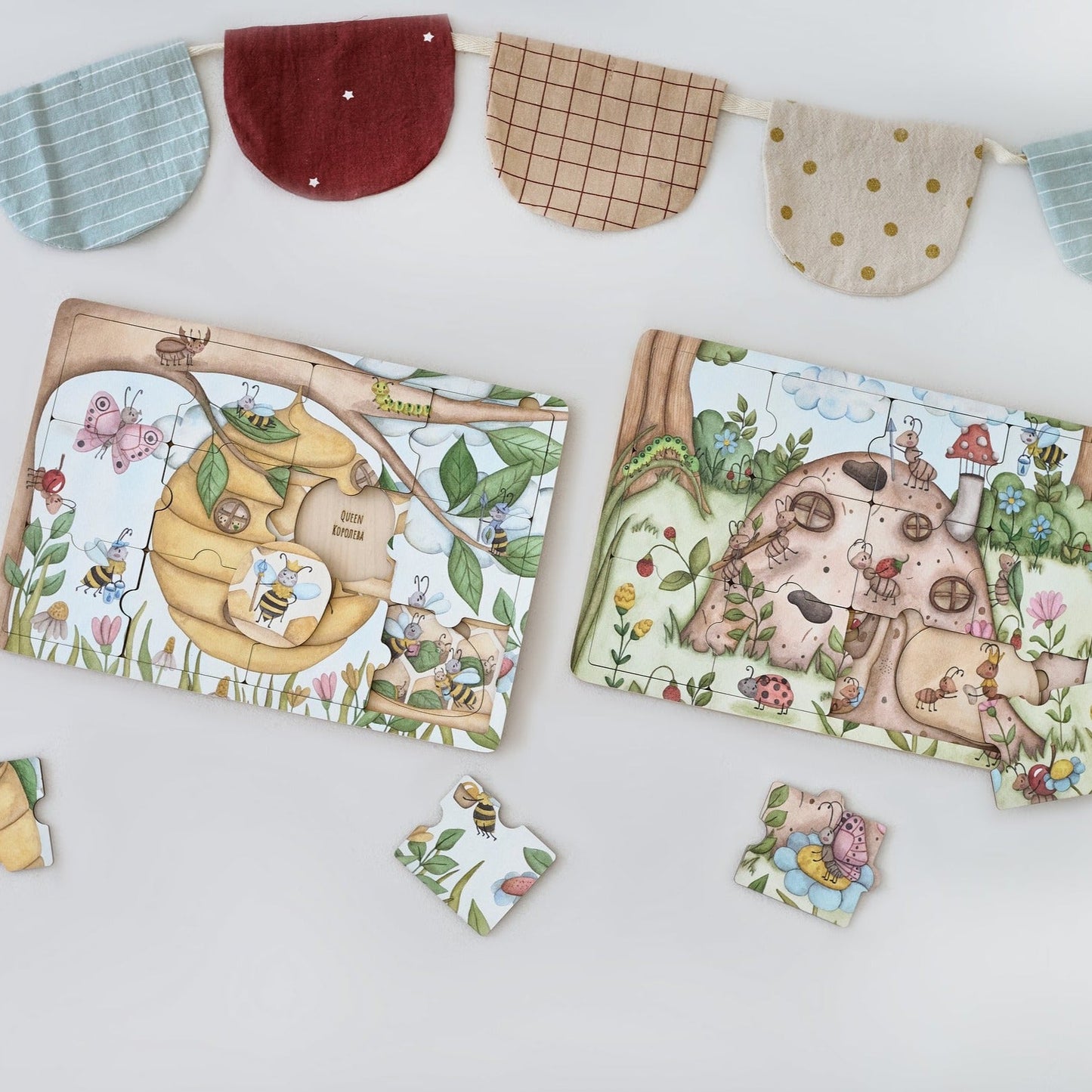 Ensemble de puzzles « Où vivent les abeilles » et « Où vivent les fourmis » 