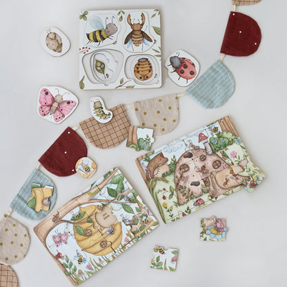 Ensemble de puzzles « Où vivent les abeilles », « Où vivent les fourmis » et « Cycle de vie des insectes » 