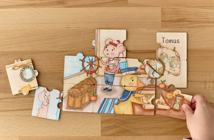 Puzzle en bois pour enfants avec des souris