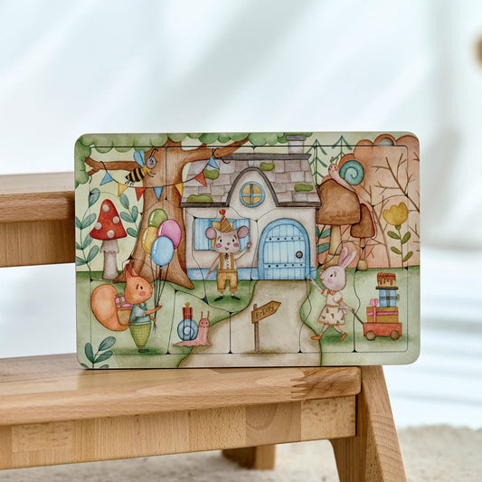 Puzzle en bois pour fête d'anniversaire