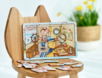 Puzzle en bois sur le thème de la mer
