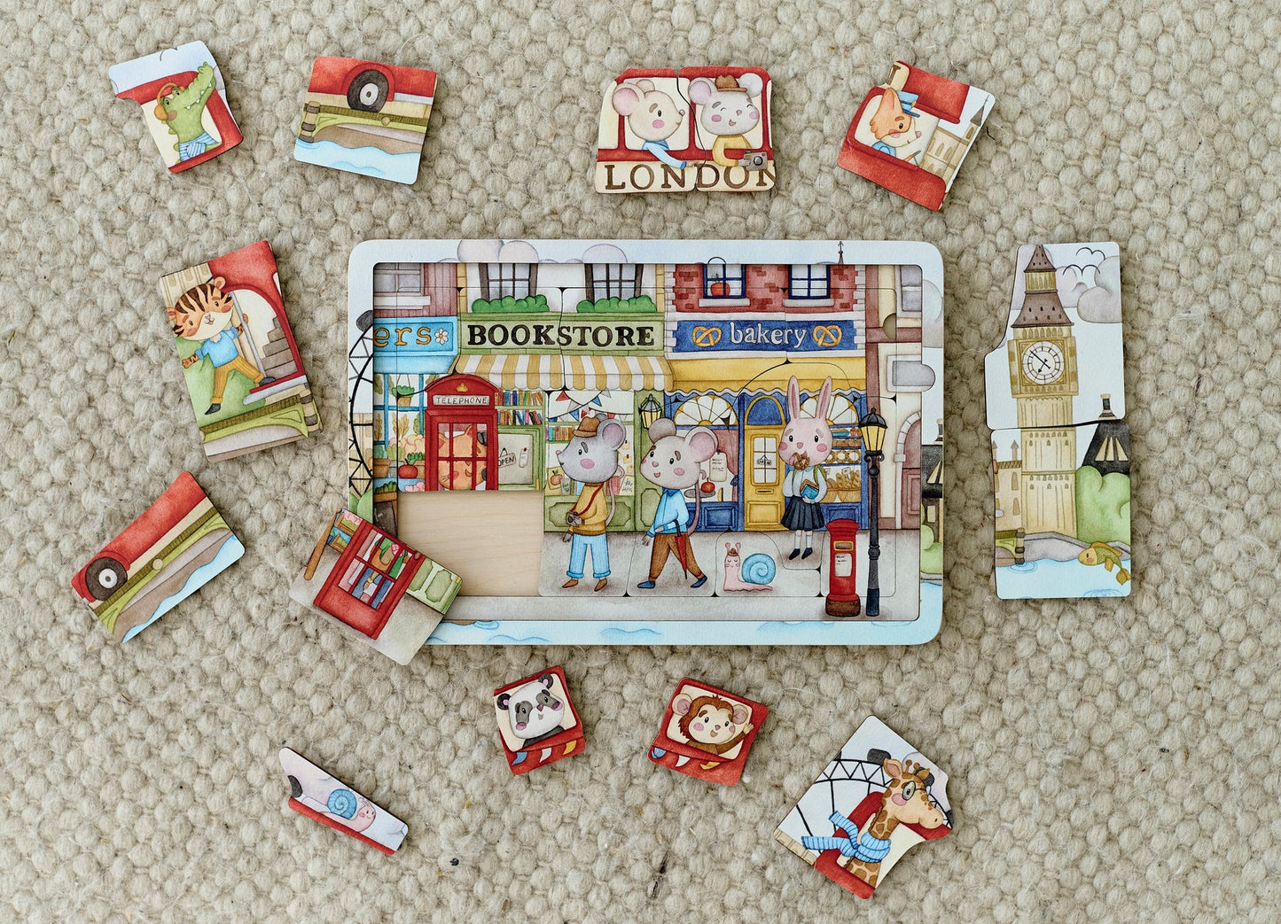 Puzzle en bois « Voyage en ville »