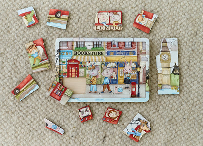Puzzle en bois « Voyage en ville »