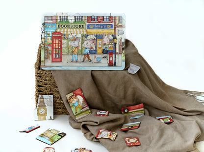 Puzzles en bois pour anniversaire, voyage en mer et visite de ville
