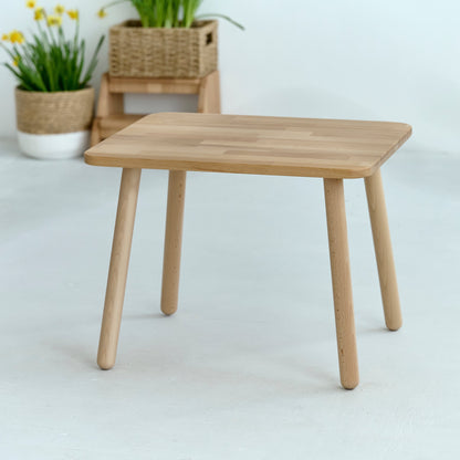 Ensemble table et chaises ours en bois pour enfants - Bois de hêtre