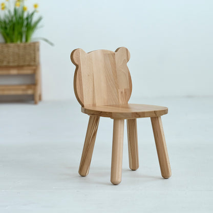 Ensemble table et chaises ours en bois pour enfants - Bois de hêtre