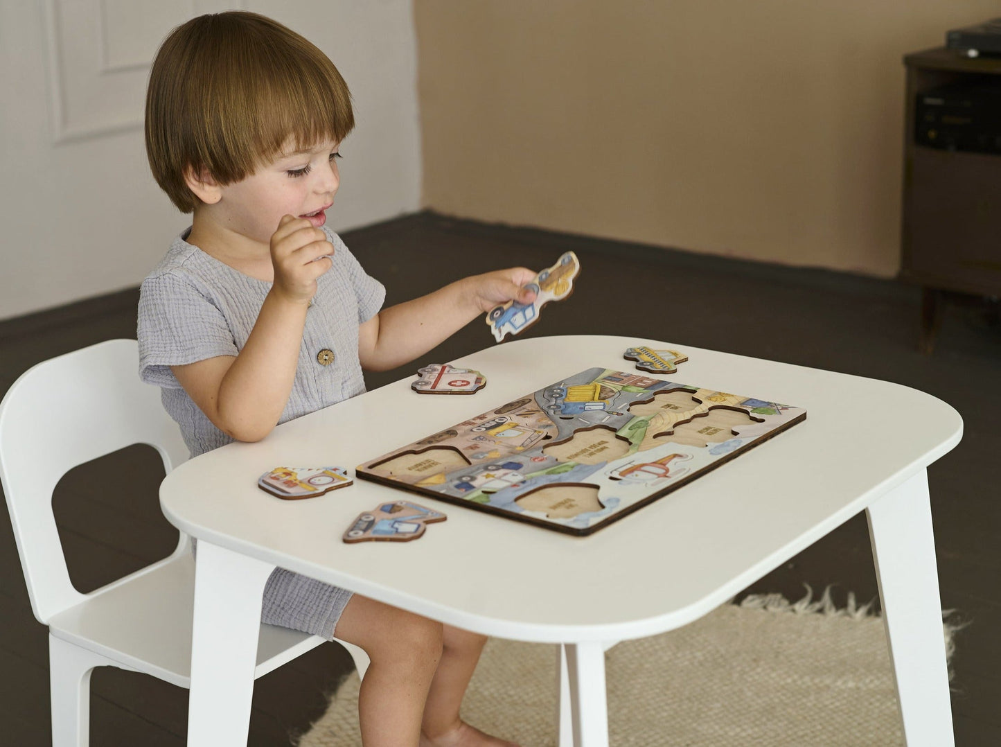 Puzzle de transport en bois