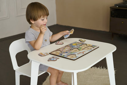 Ensemble de puzzles sur les transports et les dinosaures 