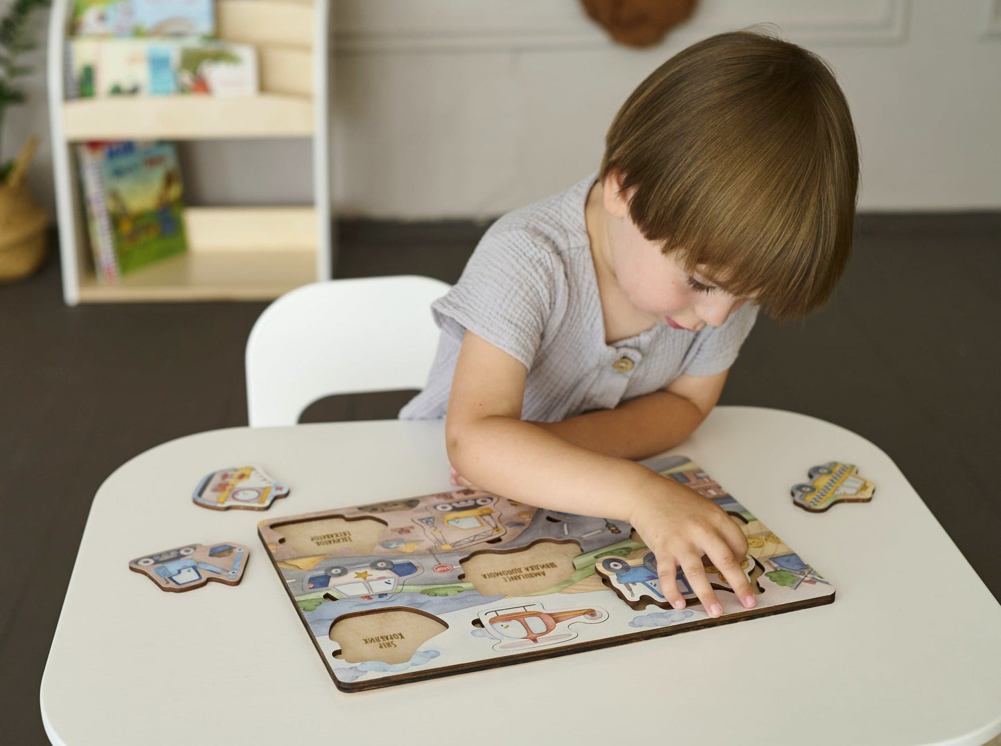 Puzzle de transport en bois