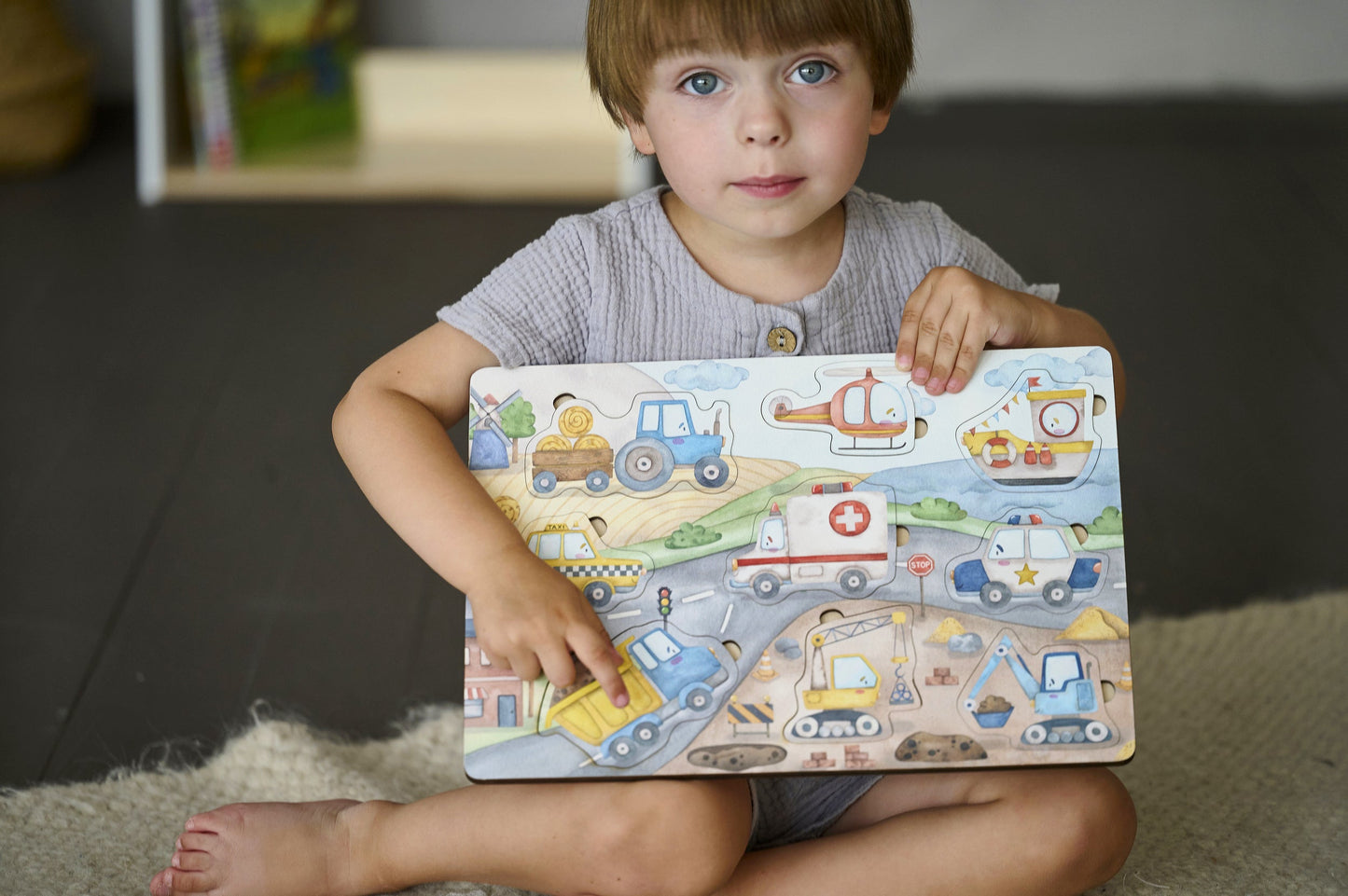 Ensemble de puzzles : Transports, Dinosaures et Système solaire 