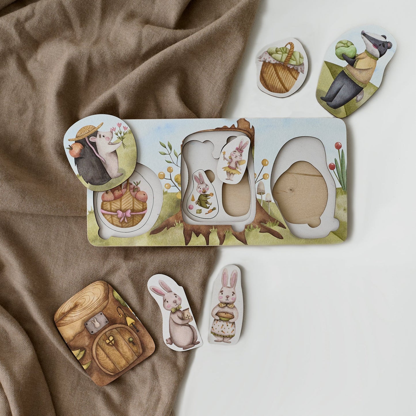 Puzzle en bois de la famille des lièvres