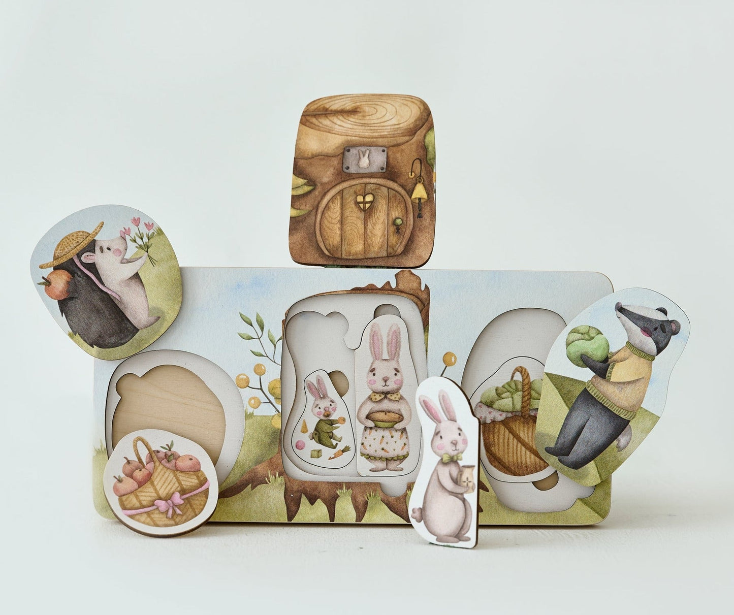 Puzzle en bois de la famille des lièvres