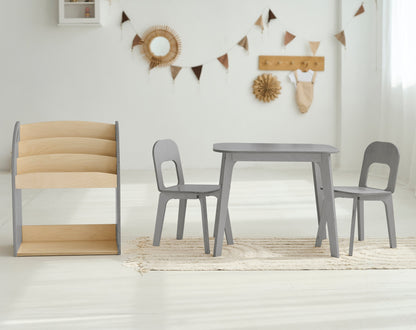 Ensemble bibliothèque, table enfant et deux chaises - 7 couleurs 