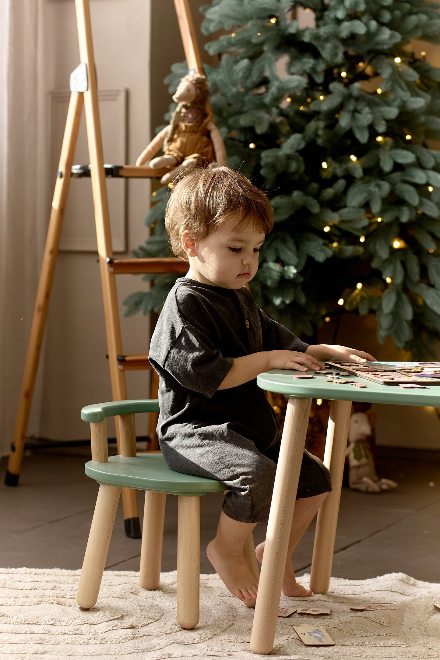Ensemble table et chaises en bois pour enfants - Bois de hêtre