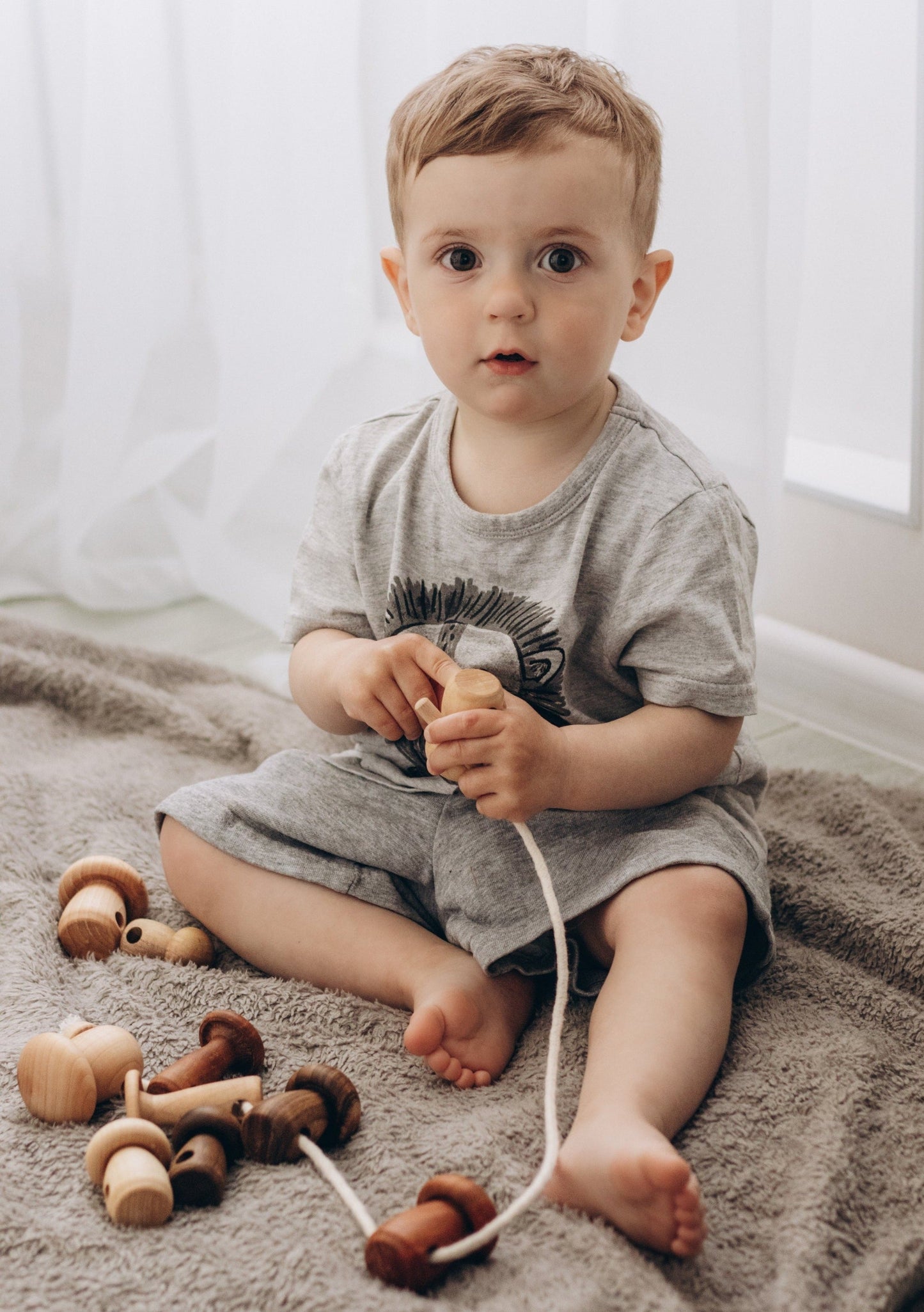 Jeu de laçage en bois Champignons