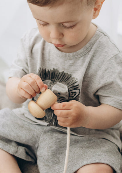 Jeu de laçage en bois Champignons