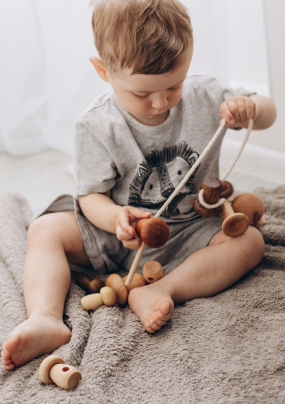 Jeu de laçage en bois Champignons