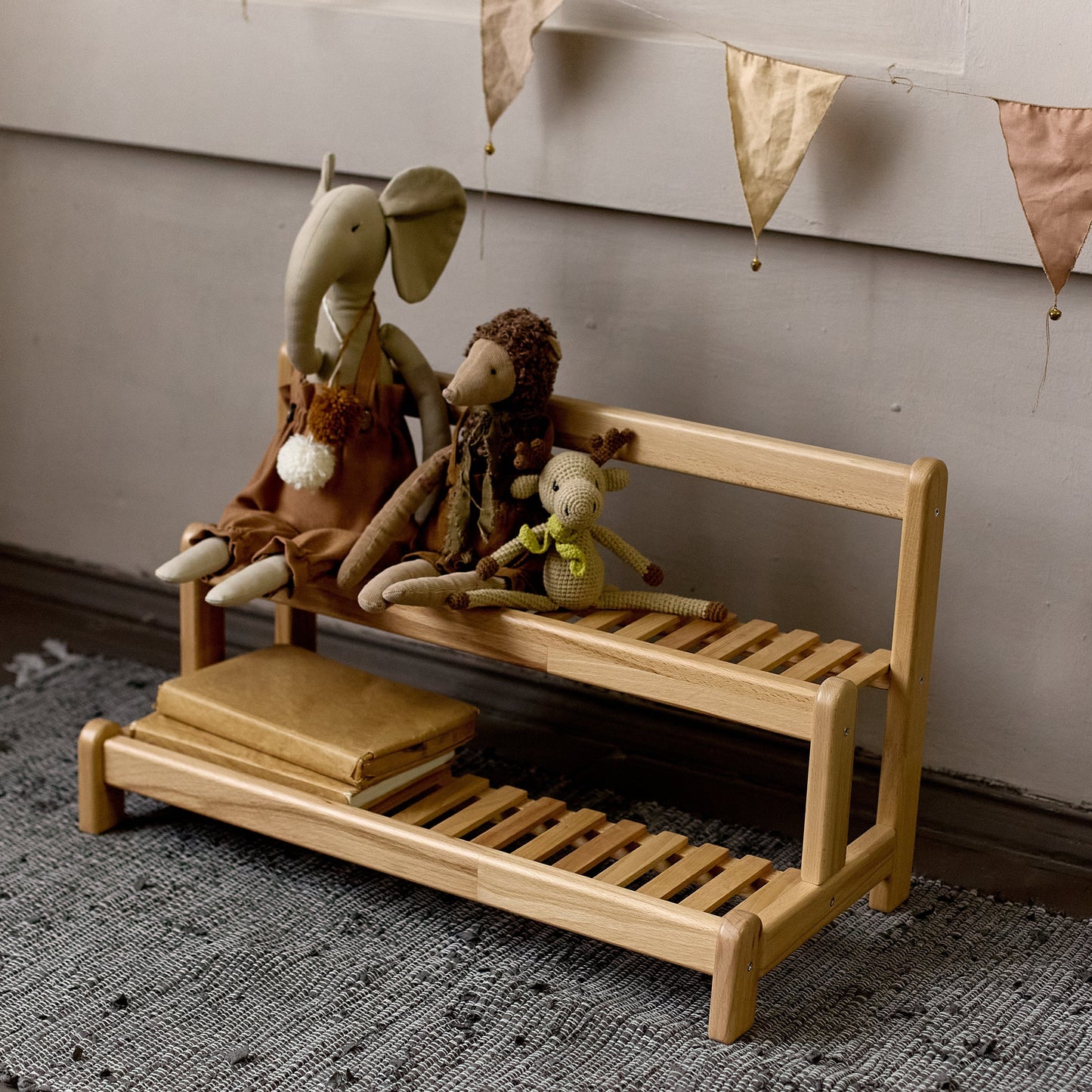 Étagère de sol en bois pour livres et jouets d'enfants