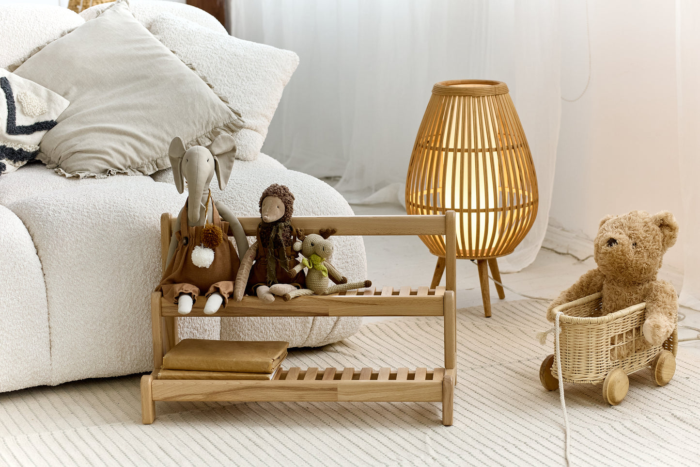 Étagère de sol en bois pour livres et jouets d'enfants