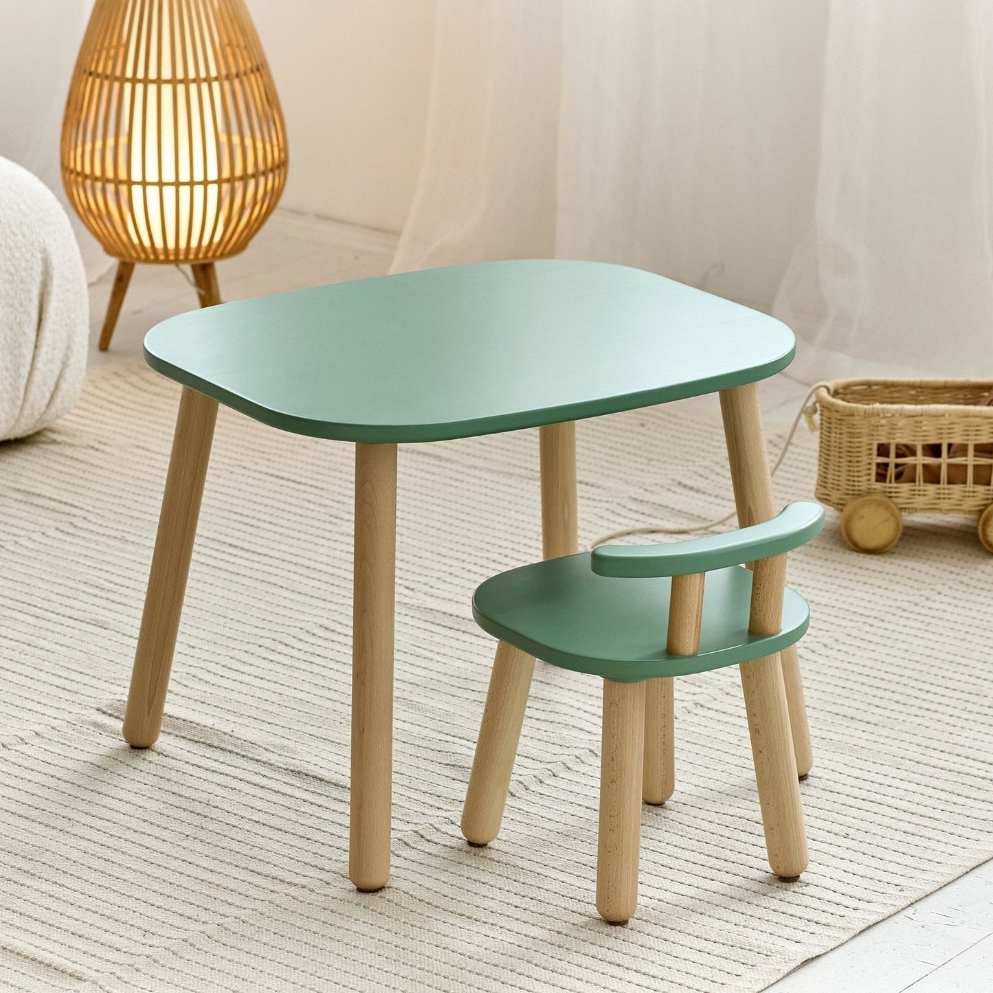 Ensemble table et chaises en bois pour enfants - Bois de hêtre