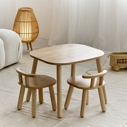 Ensemble table et chaises en bois pour enfants - Bois de hêtre