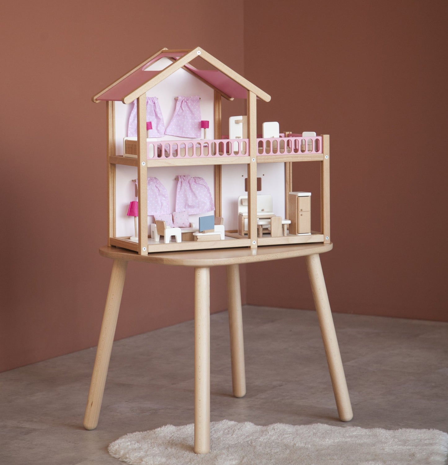 Grande maison de poupée en bois avec meubles