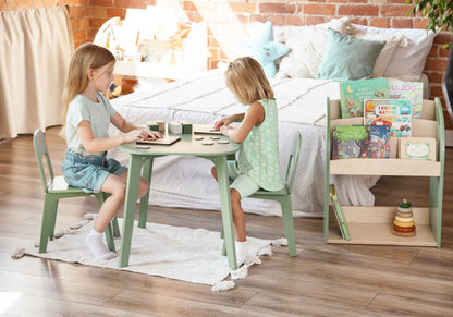 Ensemble bibliothèque, table enfant et deux chaises - 7 couleurs 
