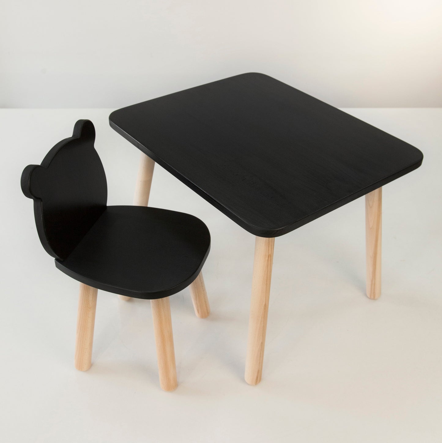 Ensemble table et chaise ours en bois pour enfant - Bois de hêtre