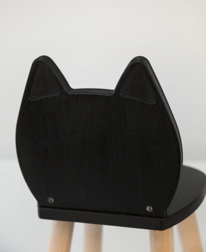 Ensemble table et chaises pour enfants en bois de hêtre, motif chat.