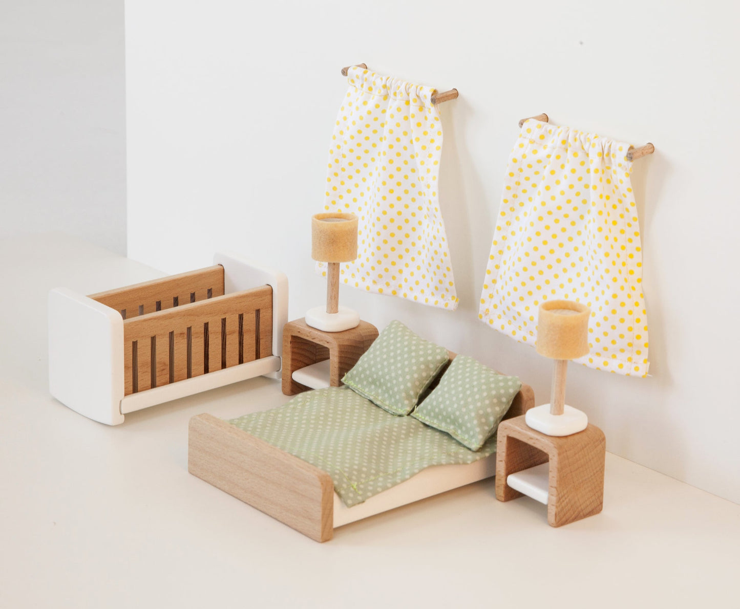 Ensemble de meubles de chambre à coucher en bois pour maison de poupée