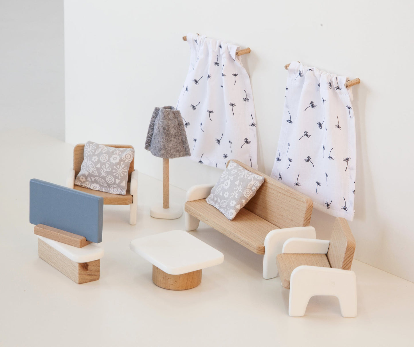 Ensemble de meubles de salon pour maison de poupée en bois