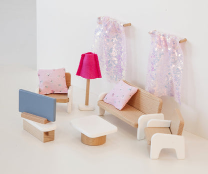 Ensemble de meubles de salon pour maison de poupée en bois