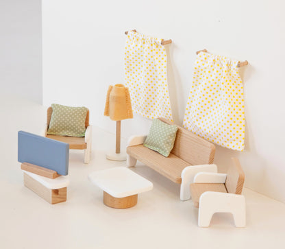 Ensemble de meubles de salon pour maison de poupée en bois