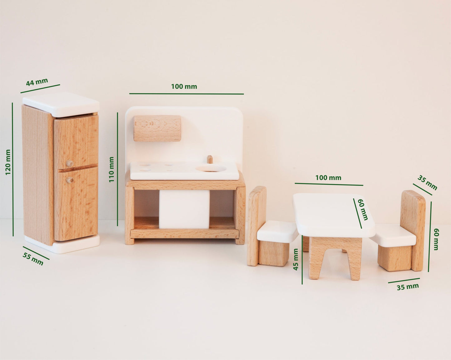 Mobilier de maison de poupée en bois - Ensemble de cuisine